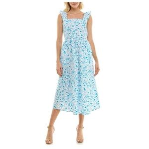 NWT Draper James Ruffle Sleeve Dress Blue Paisely